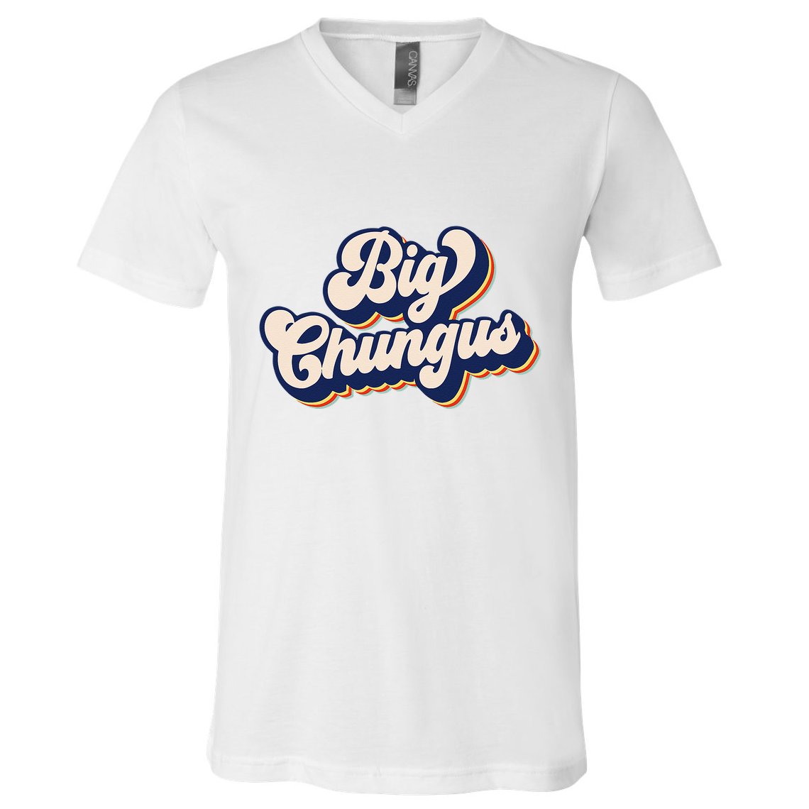 Big Chungus Retro Vintage Art Funny Dank Meme Big Chungus V-Neck T-Shirt