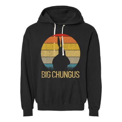 Big Chungus Retro Sunset Vintage Dank Meme Big Chungus Garment-Dyed Fleece Hoodie