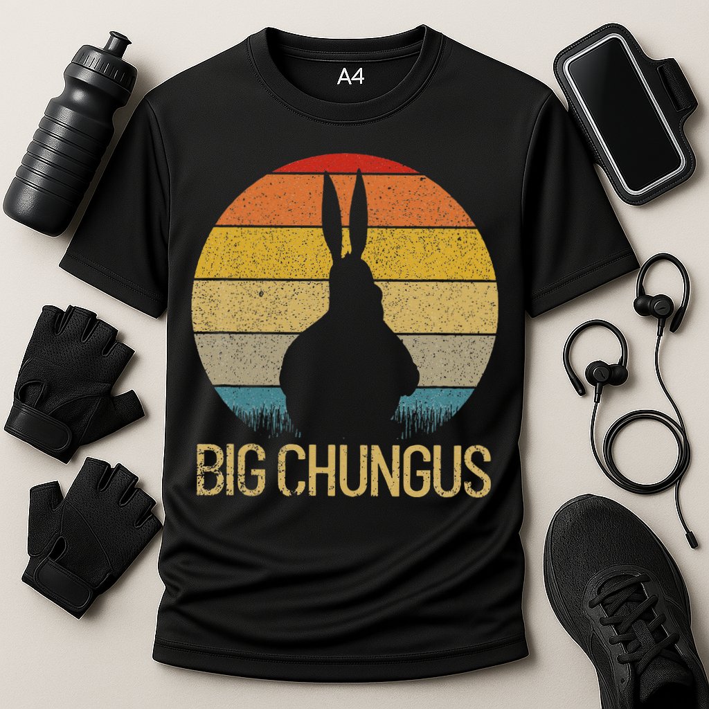 Big Chungus Retro Sunset Vintage Dank Meme Big Chungus Cooling Performance Crew T-Shirt