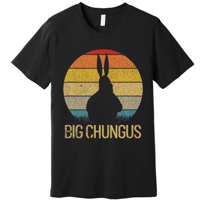 Big Chungus Retro Sunset Vintage Dank Meme Big Chungus Premium T-Shirt