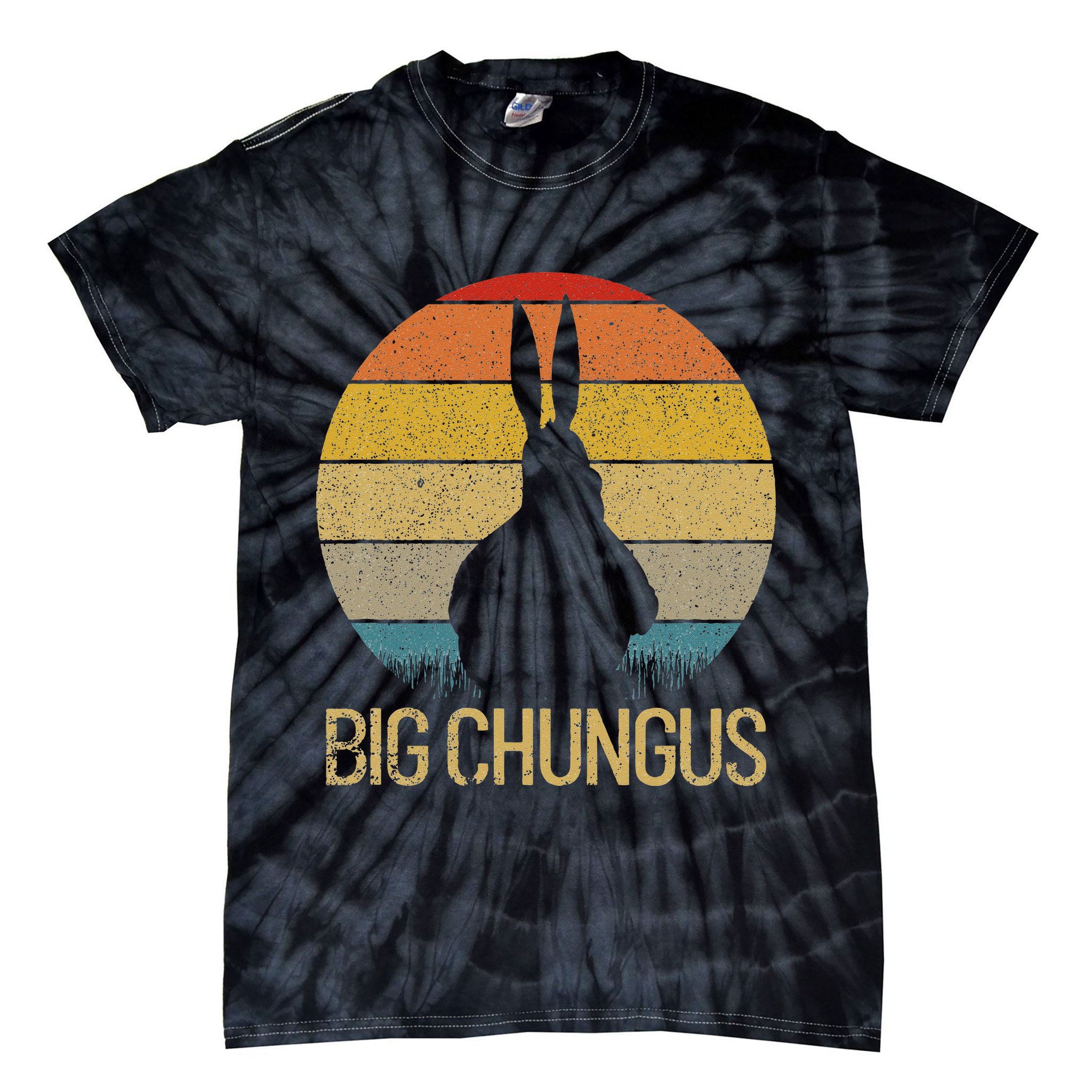 Big Chungus Retro Sunset Vintage Dank Meme Big Chungus Tie-Dye T-Shirt