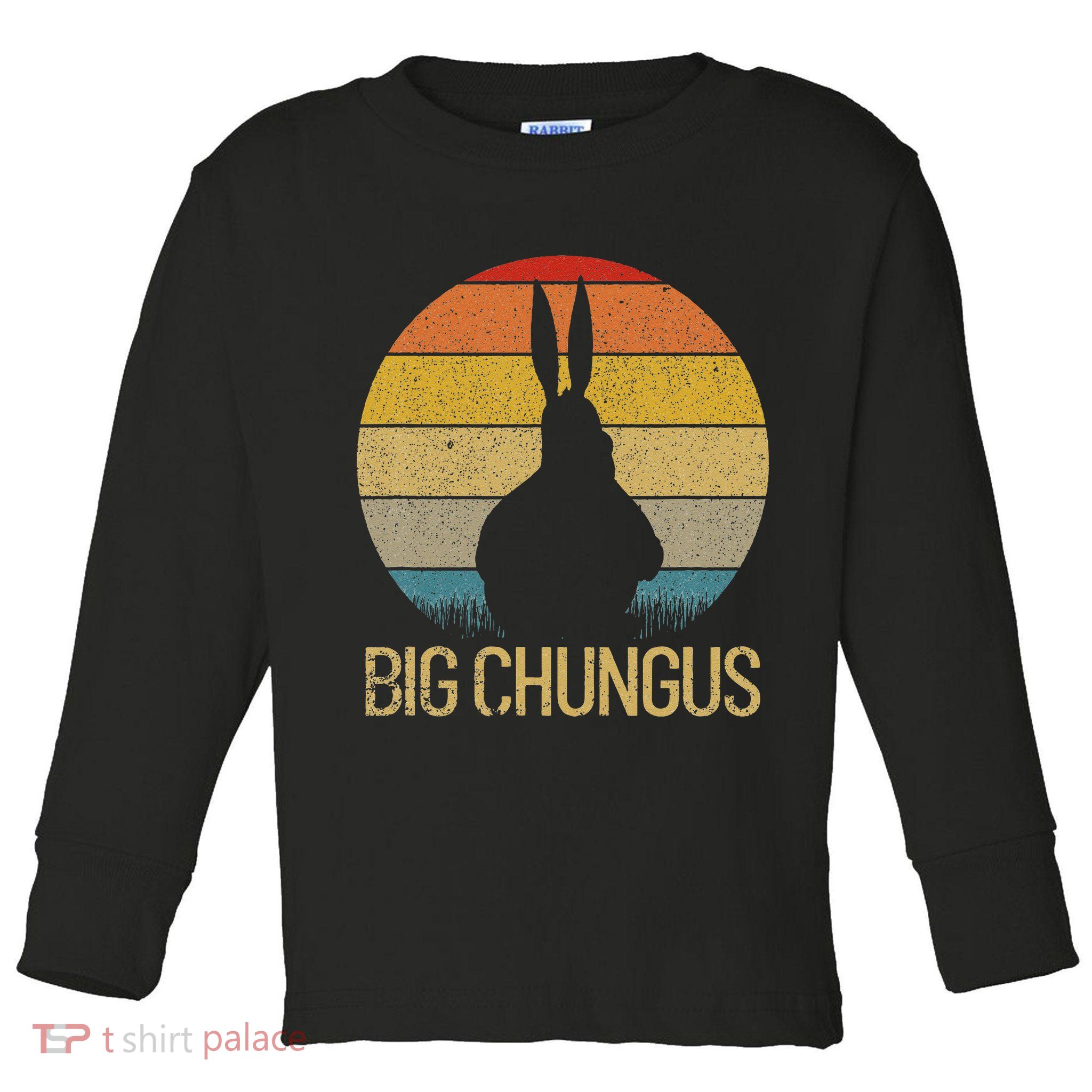 Big Chungus Retro Sunset Vintage Dank Meme Big Chungus Toddler Long Sleeve Shirt