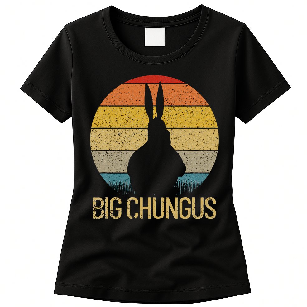 Big Chungus Retro Sunset Vintage Dank Meme Big Chungus Womens T-Shirt