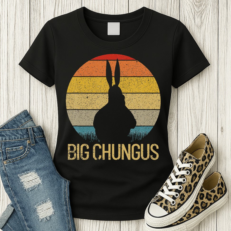 Big Chungus Retro Sunset Vintage Dank Meme Big Chungus Womens T-Shirt