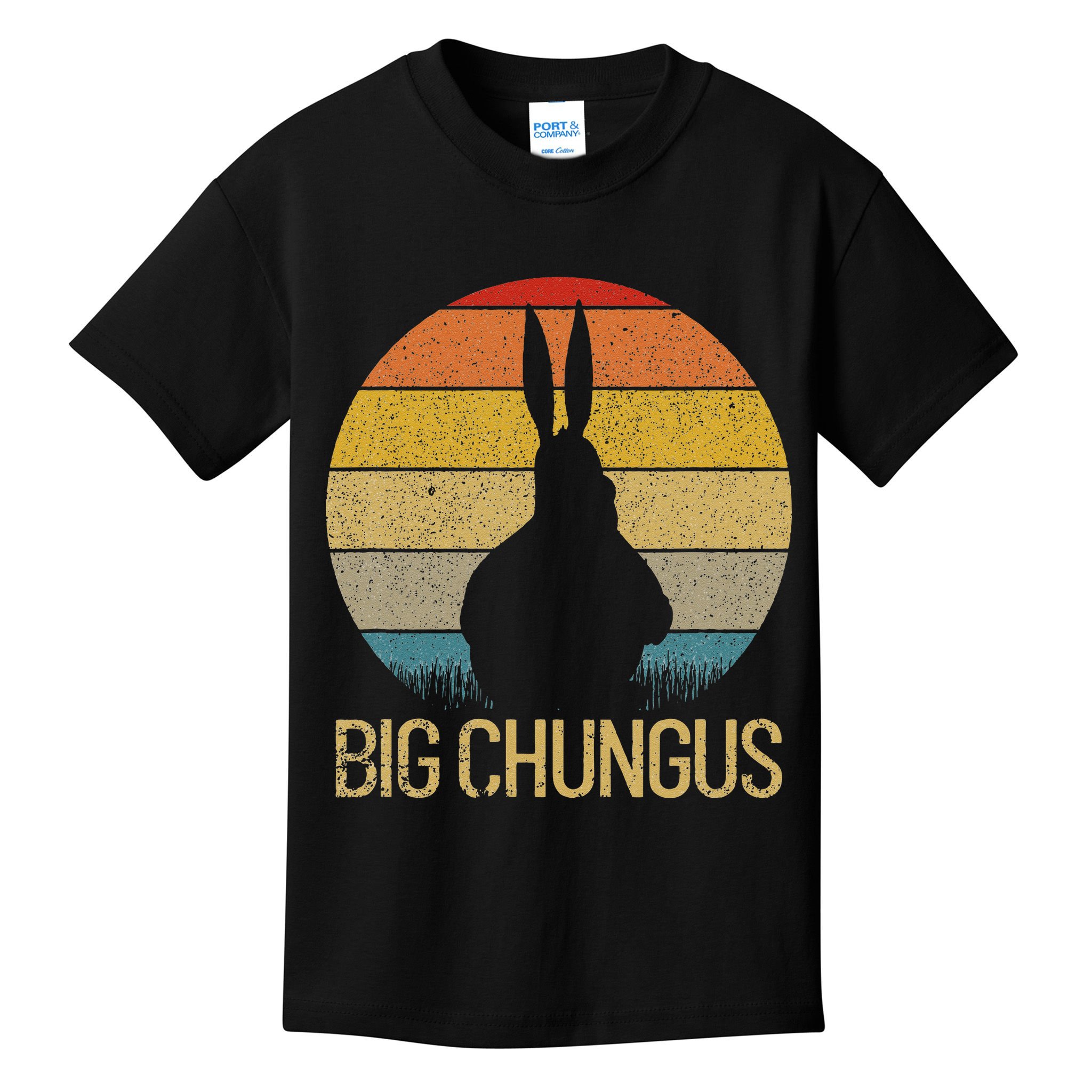 Big Chungus Retro Sunset Vintage Dank Meme Big Chungus Kids T-Shirt