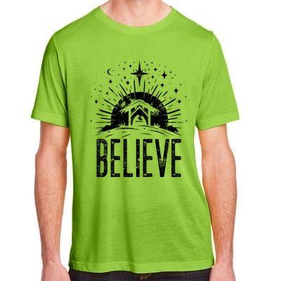 Believe Christmas Religious Nativity Jesus Ger Gift Adult ChromaSoft Performance T-Shirt