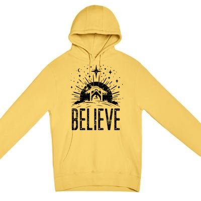 Believe Christmas Religious Nativity Jesus Ger Gift Premium Pullover Hoodie