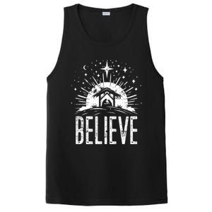 Believe Christmas Religious Nativity Jesus Ger Gift PosiCharge Competitor Tank