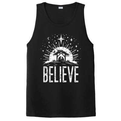 Believe Christmas Religious Nativity Jesus Ger Gift PosiCharge Competitor Tank