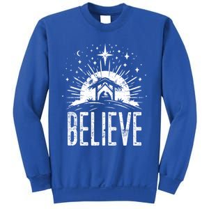 Believe Christmas Religious Nativity Jesus Ger Gift Sweatshirt