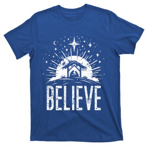 Believe Christmas Religious Nativity Jesus Ger Gift T-Shirt