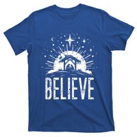 Believe Christmas Religious Nativity Jesus Ger Gift T-Shirt