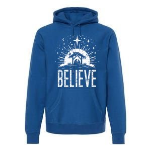 Believe Christmas Religious Nativity Jesus Ger Gift Premium Hoodie