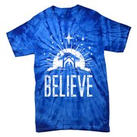 Believe Christmas Religious Nativity Jesus Ger Gift Tie-Dye T-Shirt