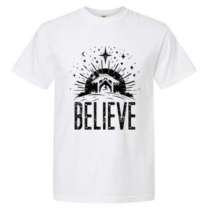 Believe Christmas Religious Nativity Jesus Ger Gift Garment-Dyed Heavyweight T-Shirt