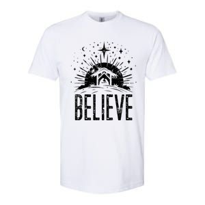 Believe Christmas Religious Nativity Jesus Ger Gift Softstyle CVC T-Shirt