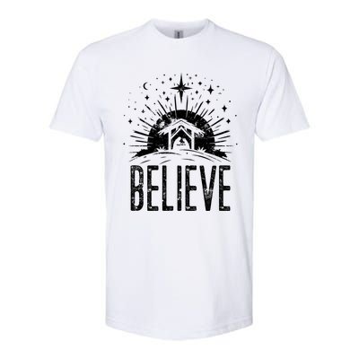 Believe Christmas Religious Nativity Jesus Ger Gift Softstyle CVC T-Shirt