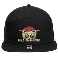 Build Crash Repeat Drone Pilot Quadcopter Faa Certified 7 Panel Mesh Trucker Snapback Hat