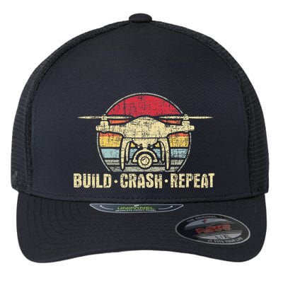 Build Crash Repeat Drone Pilot Quadcopter Faa Certified Flexfit Unipanel Trucker Cap
