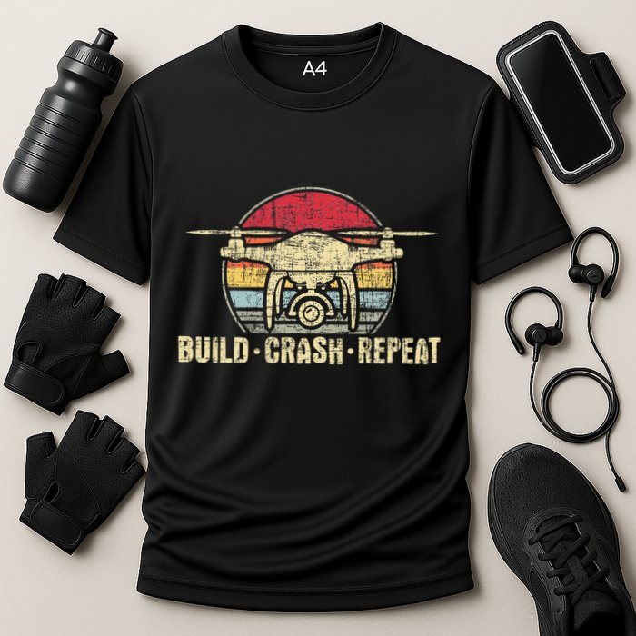 Build Crash Repeat Drone Pilot Quadcopter Faa Certified Performance Shirt