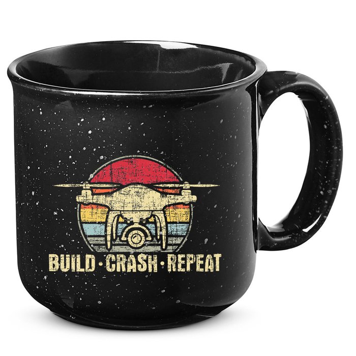 Build Crash Repeat Drone Pilot Quadcopter Faa Certified 15oz Campfire Ceramic Mug