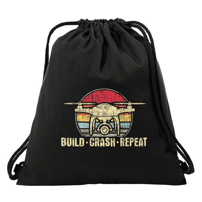Build Crash Repeat Drone Pilot Quadcopter Faa Certified Drawstring Bag