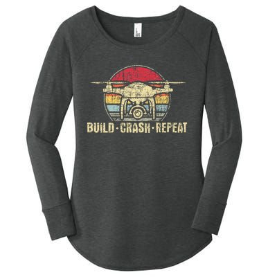 Build Crash Repeat Drone Pilot Quadcopter Faa Certified Women's Perfect Tri Tunic Long Sleeve Shirt