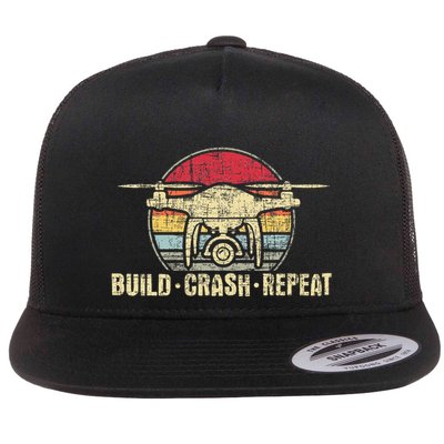 Build Crash Repeat Drone Pilot Quadcopter Faa Certified Flat Bill Trucker Hat