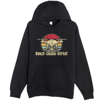 Build Crash Repeat Drone Pilot Quadcopter Faa Certified Premium Pullover Hoodie