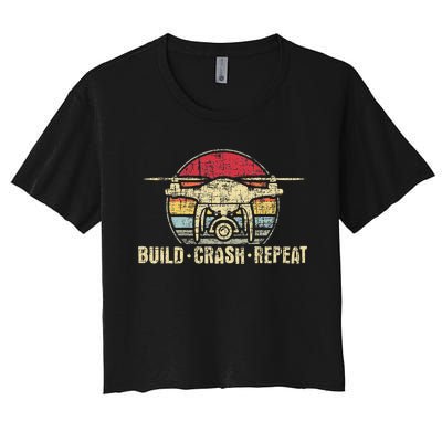 Build Crash Repeat Drone Pilot Quadcopter Faa Certified Women's Crop Top Tee