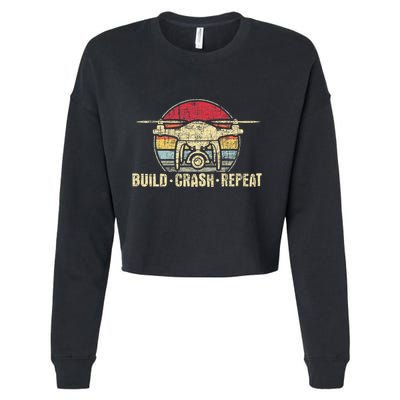 Build Crash Repeat Drone Pilot Quadcopter Faa Certified Cropped Pullover Crew
