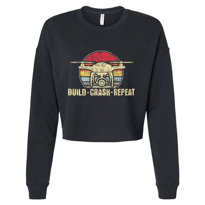 Build Crash Repeat Drone Pilot Quadcopter Faa Certified Cropped Pullover Crew