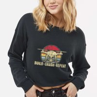 Build Crash Repeat Drone Pilot Quadcopter Faa Certified Cropped Pullover Crew