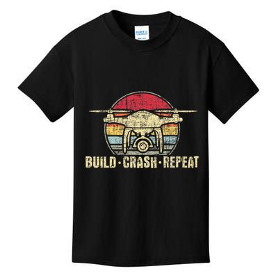 Build Crash Repeat Drone Pilot Quadcopter Faa Certified Kids T-Shirt