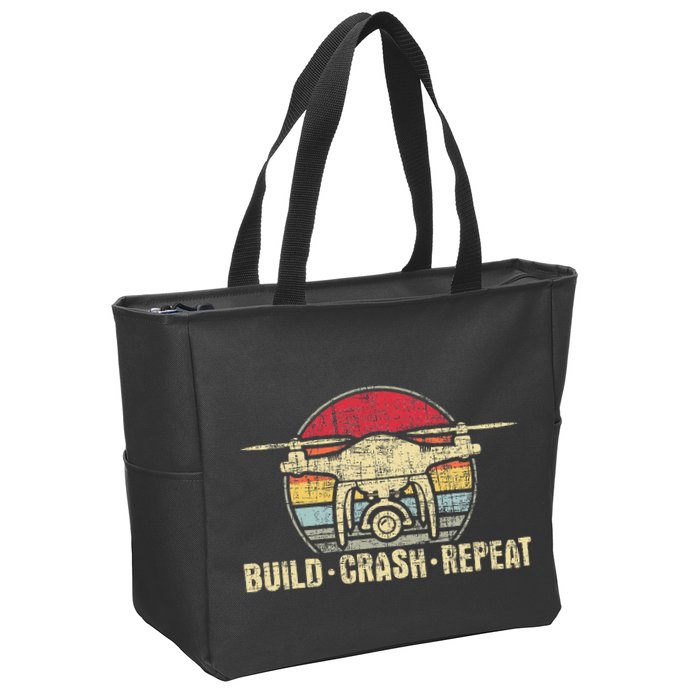 Build Crash Repeat Drone Pilot Quadcopter Faa Certified Zip Tote Bag
