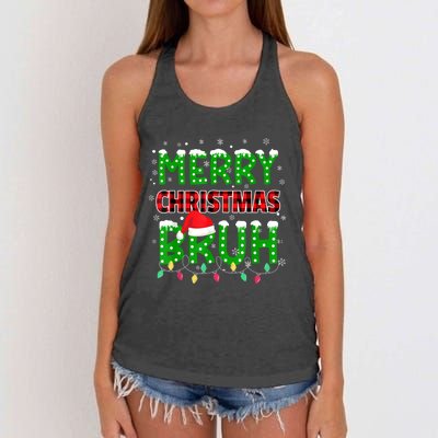 Bruh Christmas Red Plaid Teens Xmas Pajama Women's Knotted Racerback Tank