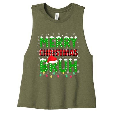 Bruh Christmas Red Plaid Teens Xmas Pajama Women's Racerback Cropped Tank