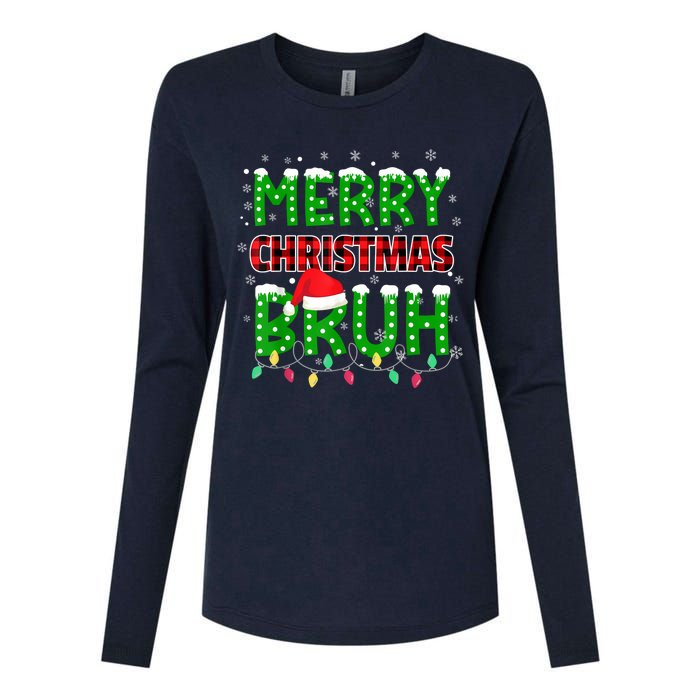 Bruh Christmas Red Plaid Teens Xmas Pajama Womens Cotton Relaxed Long Sleeve T-Shirt