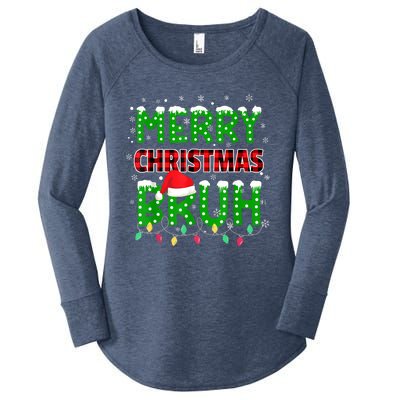 Bruh Christmas Red Plaid Teens Xmas Pajama Women's Perfect Tri Tunic Long Sleeve Shirt