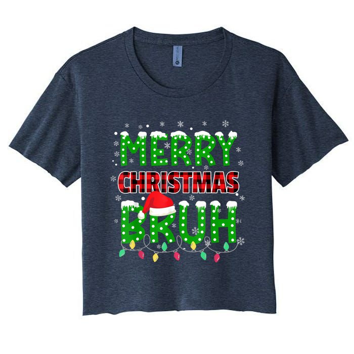 Bruh Christmas Red Plaid Teens Xmas Pajama Women's Crop Top Tee