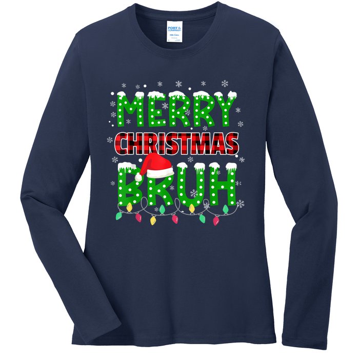 Bruh Christmas Red Plaid Teens Xmas Pajama Ladies Long Sleeve Shirt