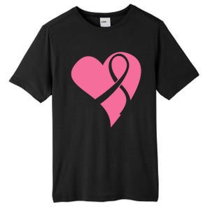 Breast Cancer Ribbon Heart Tall Fusion ChromaSoft Performance T-Shirt