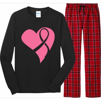 Breast Cancer Ribbon Heart Long Sleeve Pajama Set