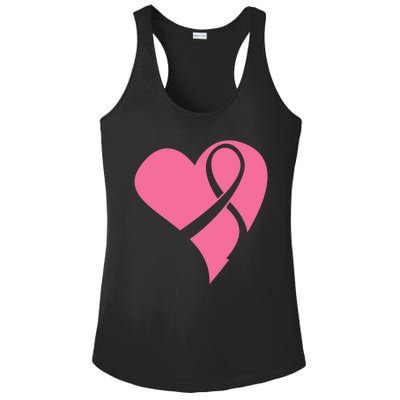 Breast Cancer Ribbon Heart Ladies PosiCharge Competitor Racerback Tank