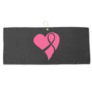 Breast Cancer Ribbon Heart Large Microfiber Waffle Golf Towel