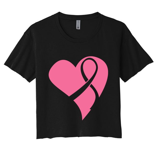 Breast Cancer Ribbon Heart Crop Top