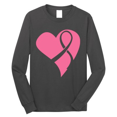 Breast Cancer Ribbon Heart Long Sleeve Shirt