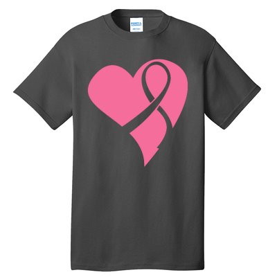 Breast Cancer Ribbon Heart Tall T-Shirt