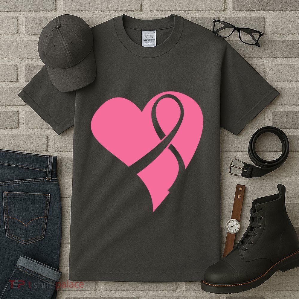 Breast Cancer Ribbon Heart Tall T-Shirt