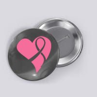 Breast Cancer Ribbon Heart Button